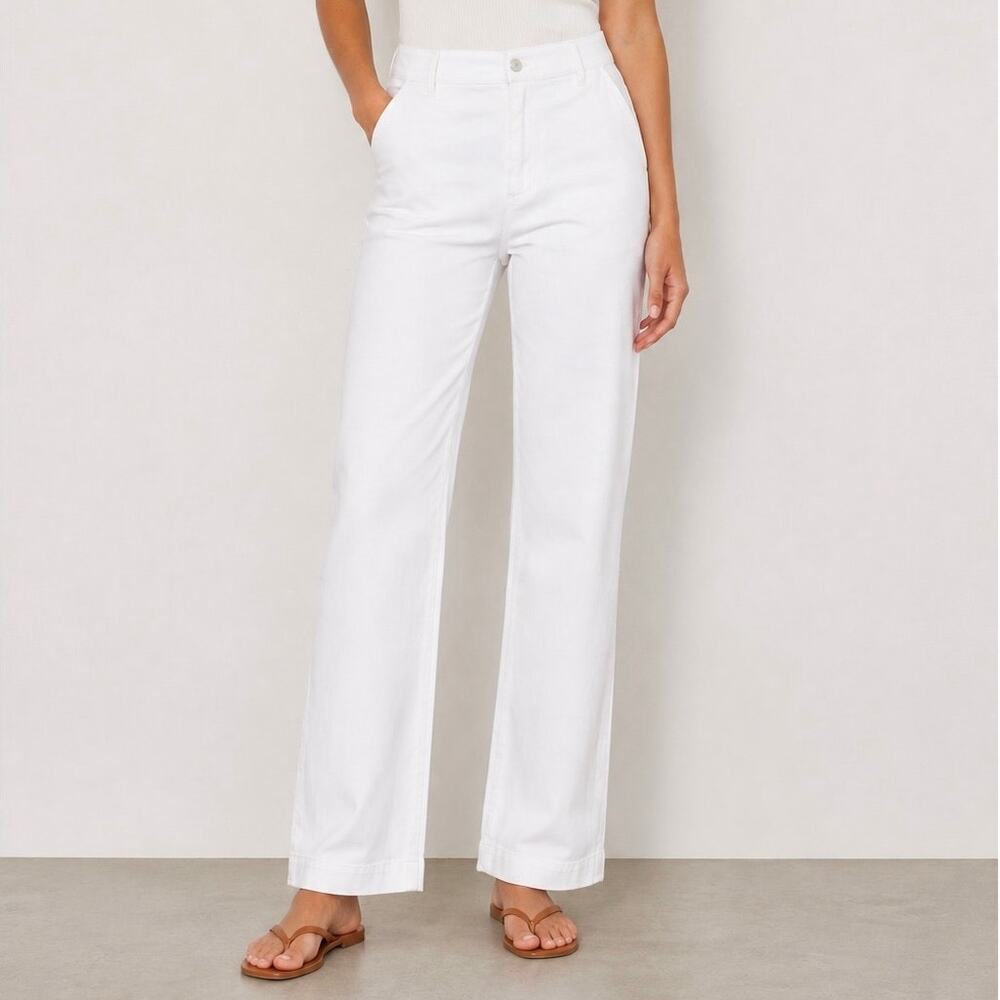 NWOT J.Crew Factory White Drapey Wide-Leg Denim Trouser Pant White Size 35